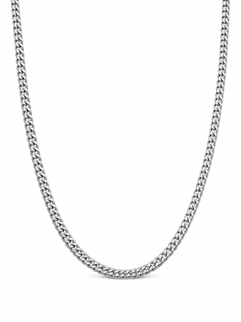 925 Sterling Silver Solid White 3.5MM Rhodium Miami Cuban Chain
