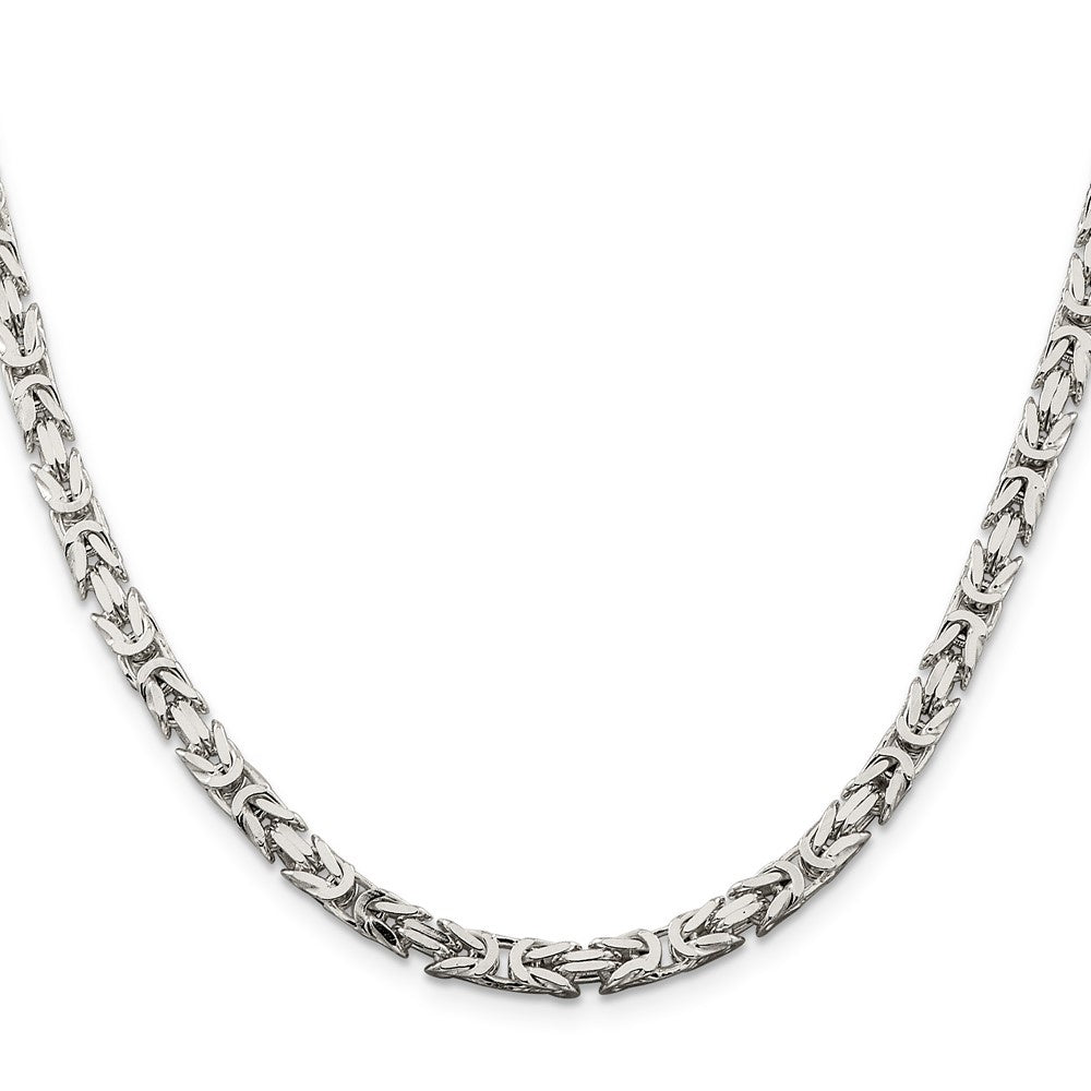 10KT Solid White Gold 3.5 MM Round Byzantine Link Chain