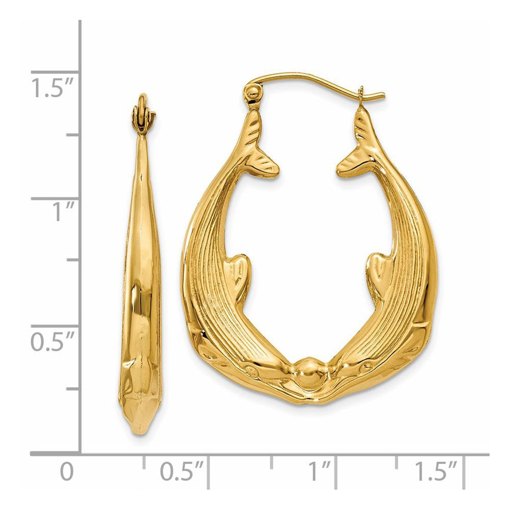14k Polished Dolphin Hoop Earrings