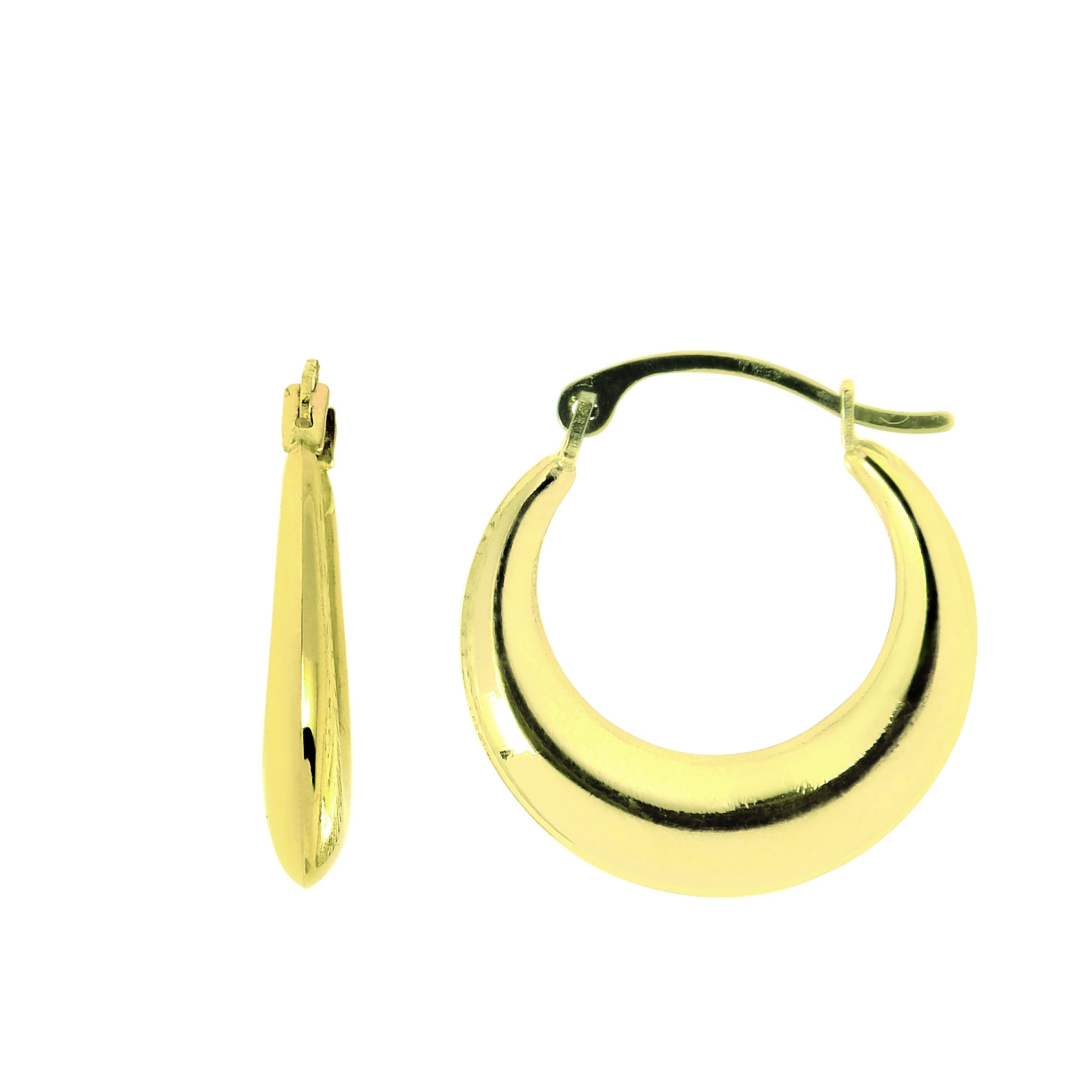 14K Yellow Gold Round Graduated Back to Back Hoop Earring