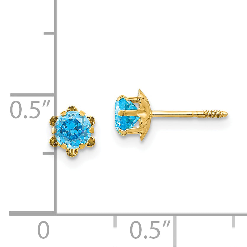14k Madi K 4mm CZ Birthstone (Dec) Screwback Earrings