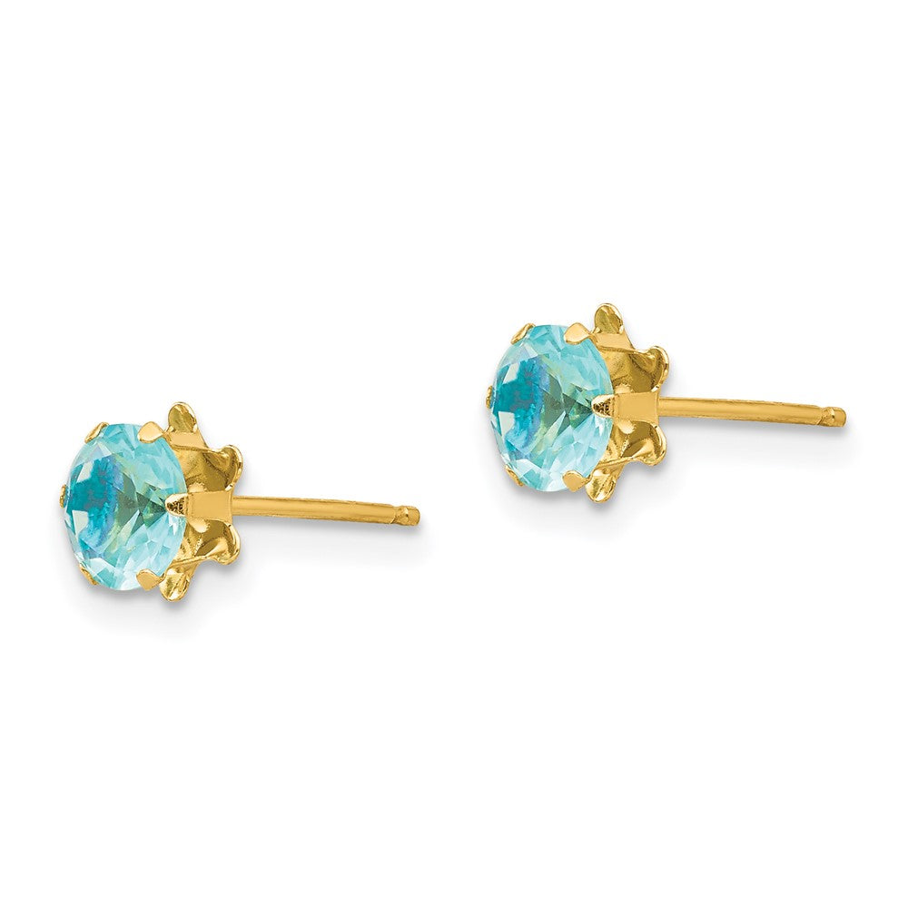 14k Madi K 5mm CZ Birthstone (Mar) Earrings