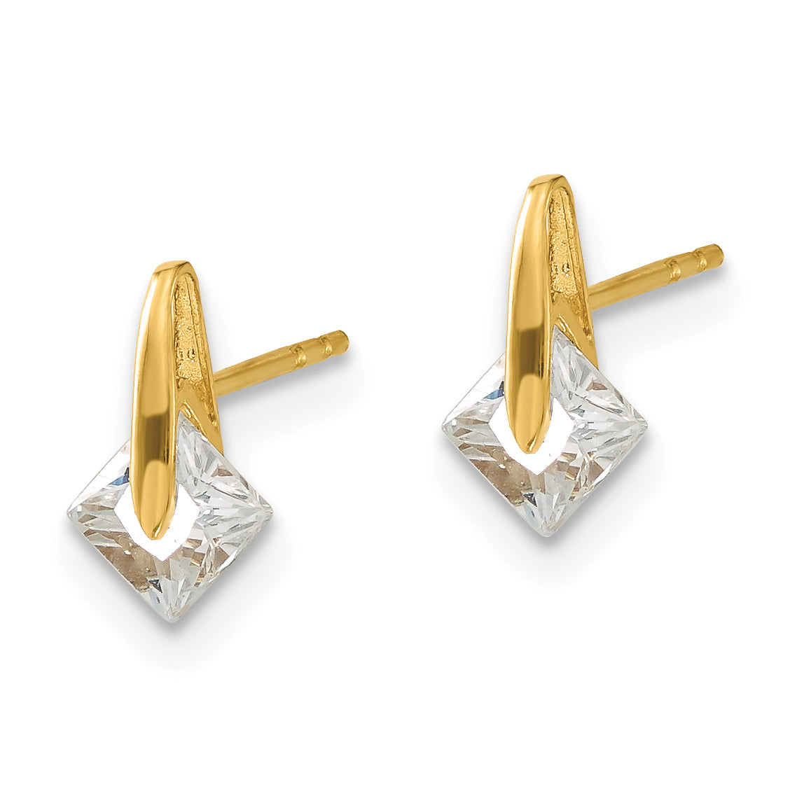 14ky Madi K Childrens Polished Square CZ Post Earrings