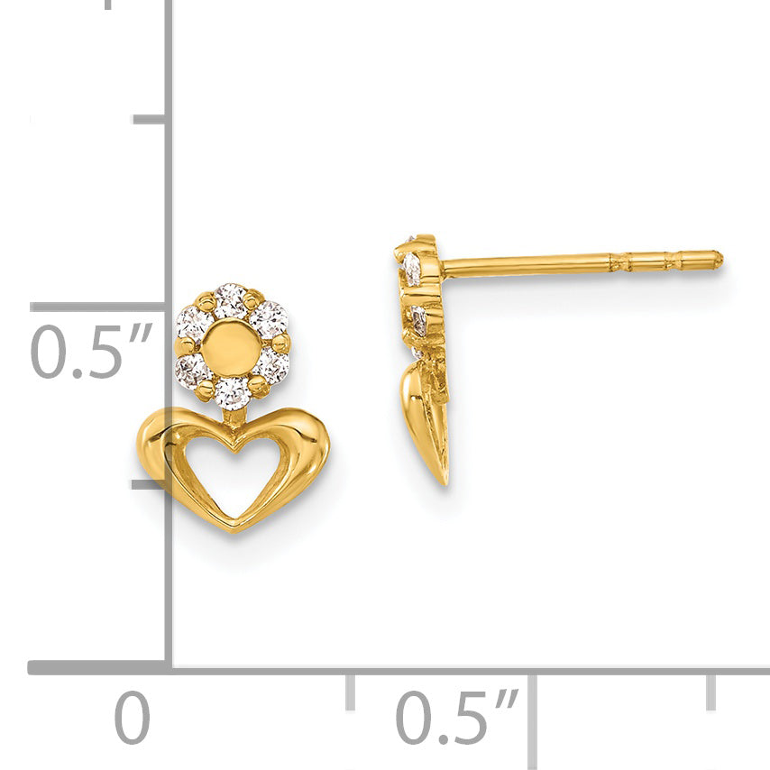 14ky Madi K Childrens Polished CZ Heart Post Earrings