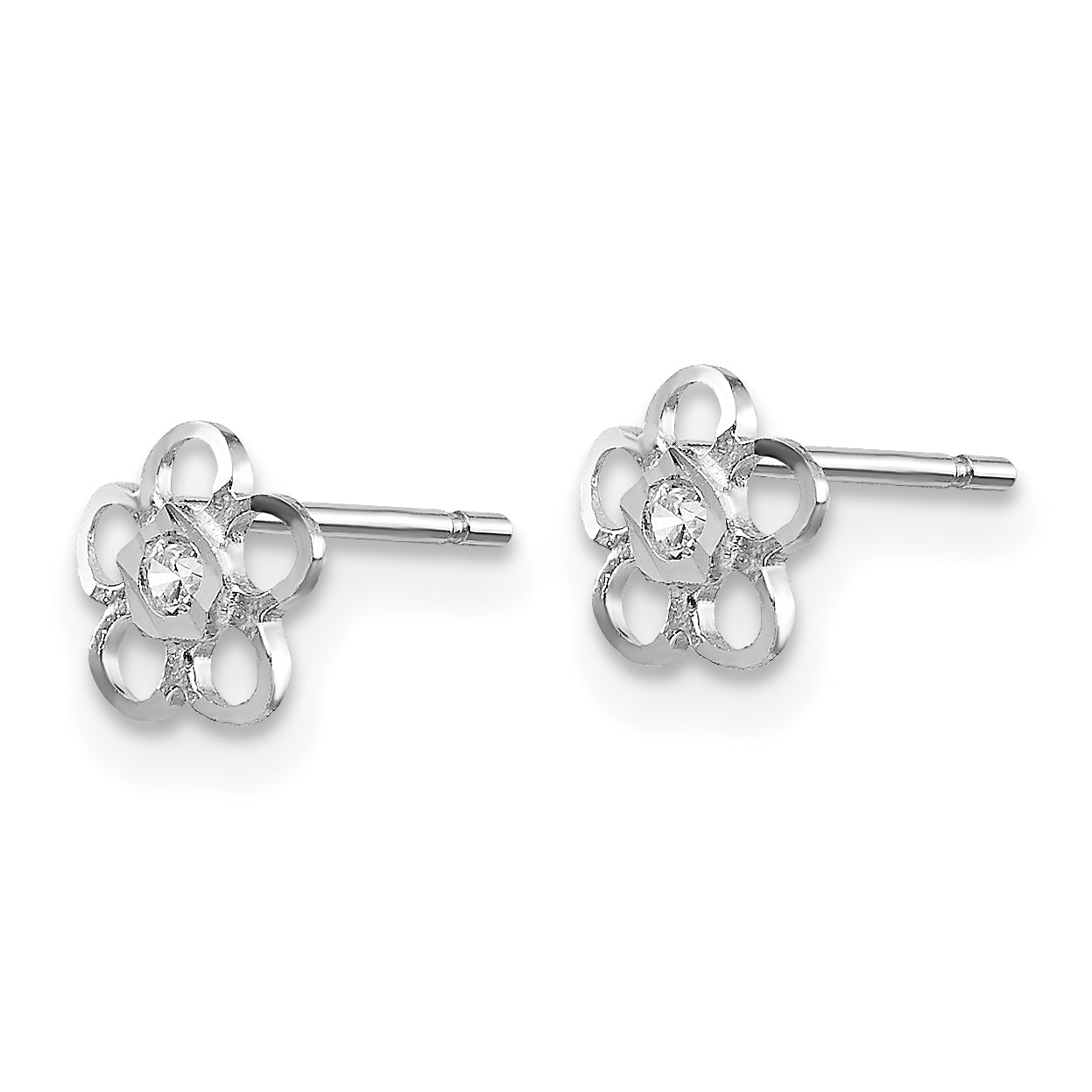 14k White Gold Madi K CZ Flower Post Earrings