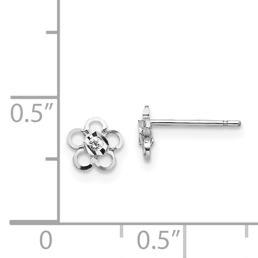 14k White Gold Madi K CZ Flower Post Earrings