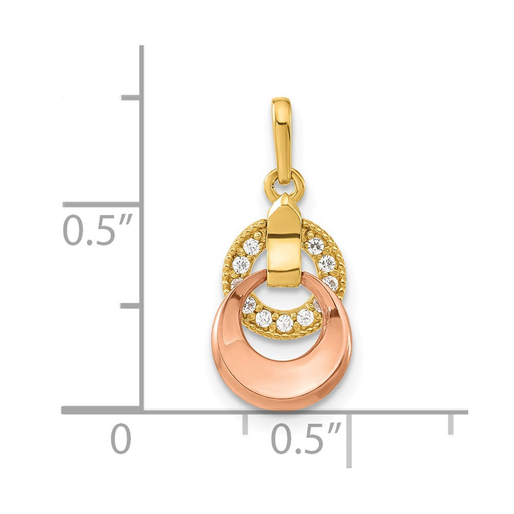 14k Madi K Yellow & Rose Gold CZ Circles Pendant