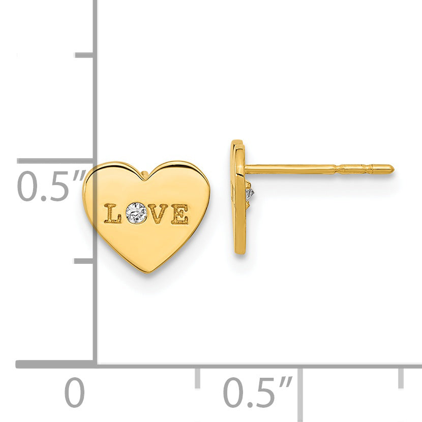 14k Madi K Polished Love CZ Heart Post Earrings