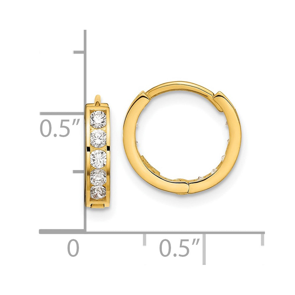 14k Madi K Round/Square CZ Reversible Hinged Hoop Earrings