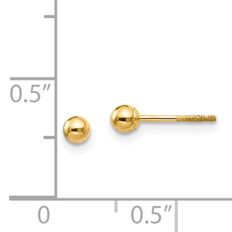 14k Madi K Polished 3mm Ball Screwback Earrings