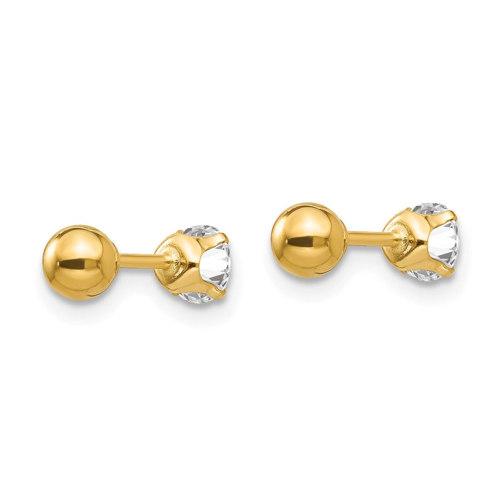 14k Madi K Polished Reversible CZ & 4mm Ball Earrings