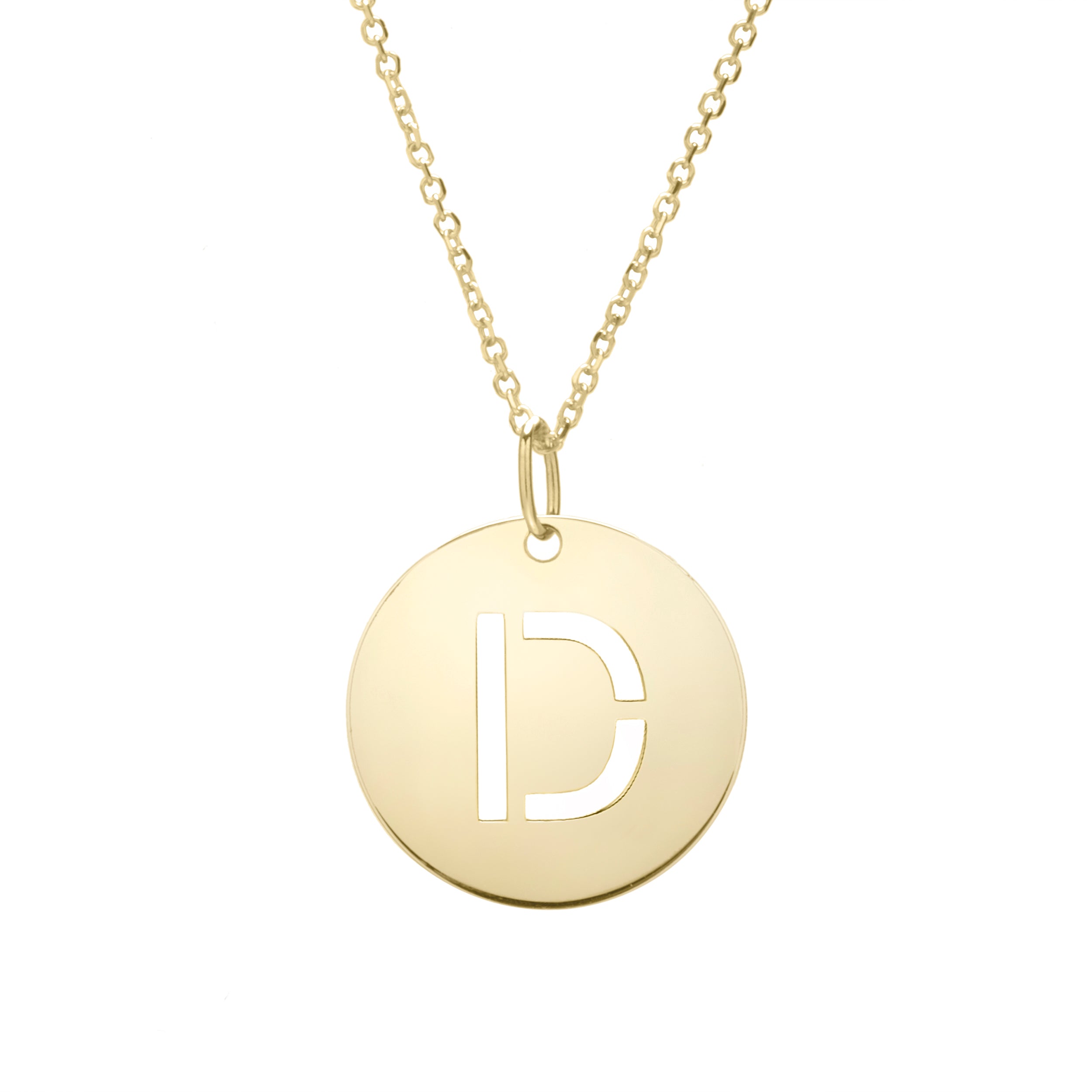 14K Yellow Gold Yours Truly Disc Pendant Initial D 18" Necklace