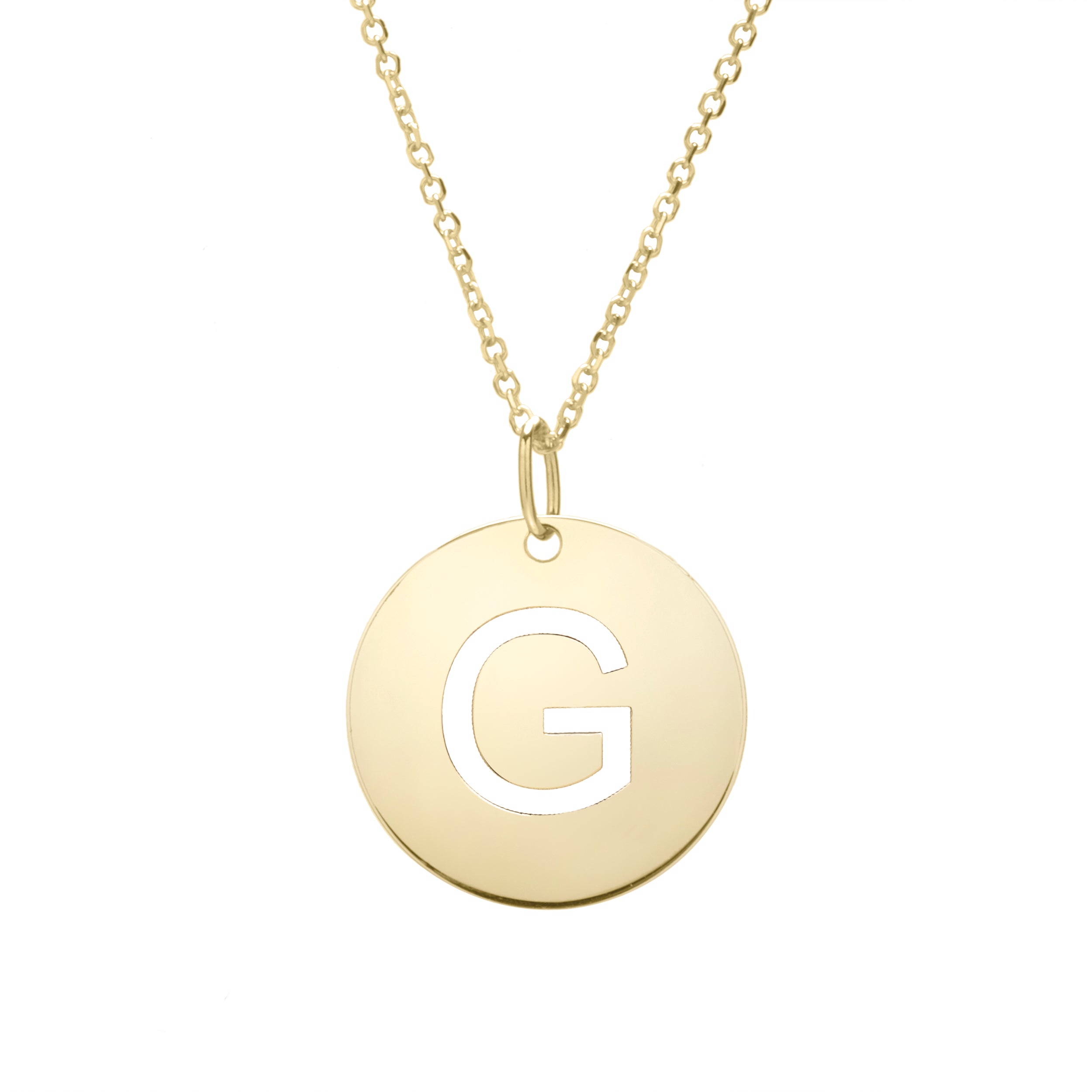 14K Yellow Gold Yours Truly Disc Pendant Initial G 18" Necklace