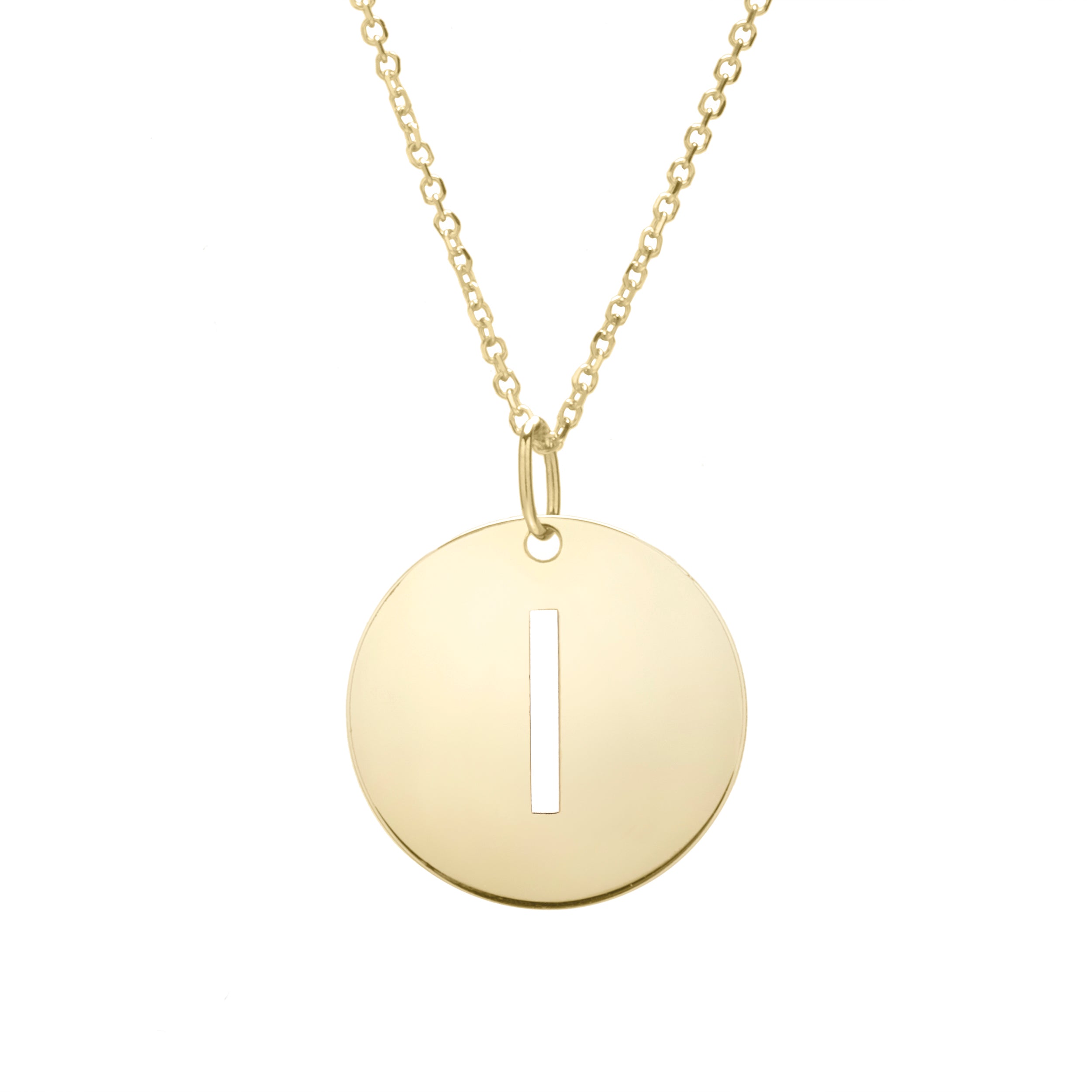 14K Yellow Gold Yours Truly Disc Pendant Initial I 18" Necklace