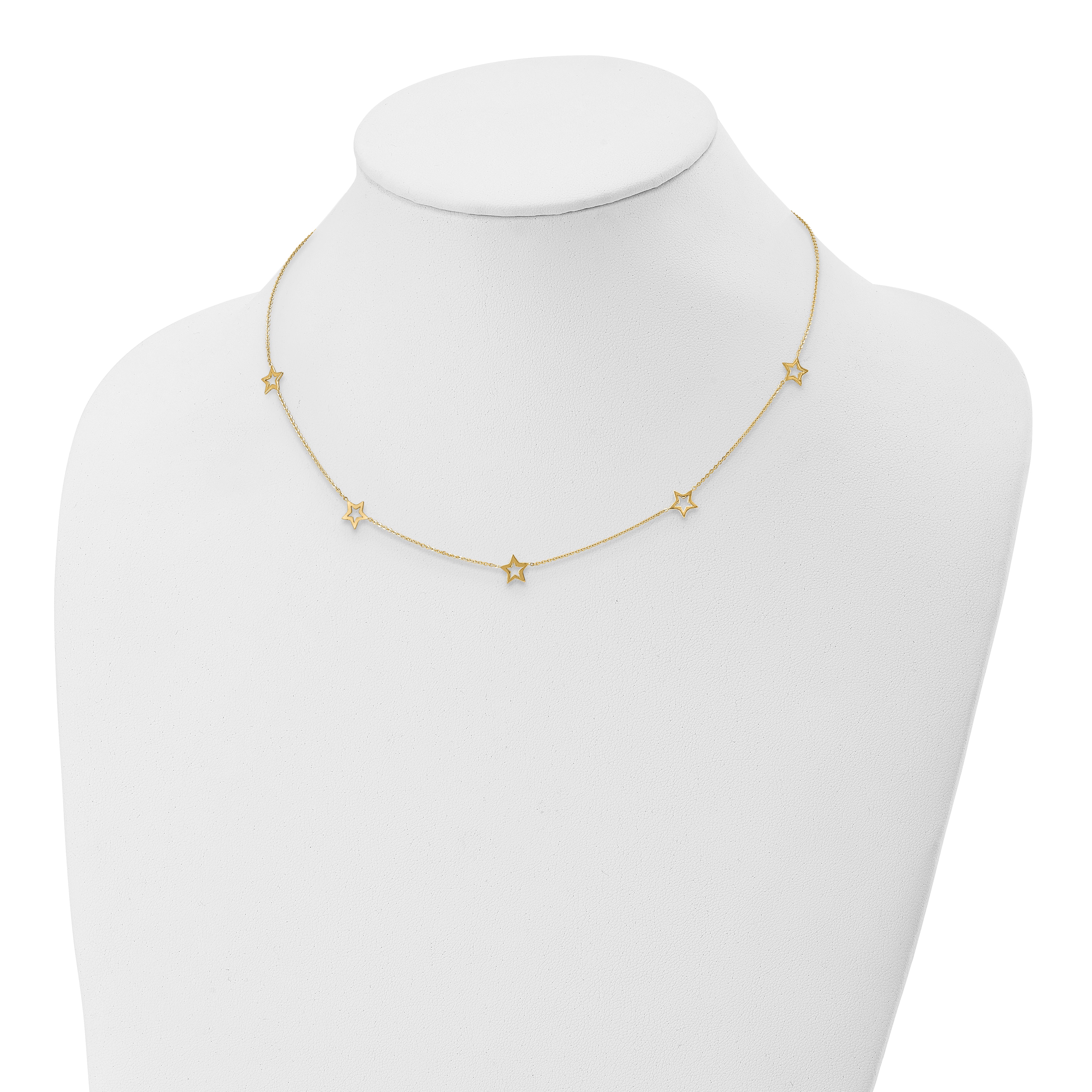 14K Open Stars 16 inch Necklace Plus 2 inch Extension