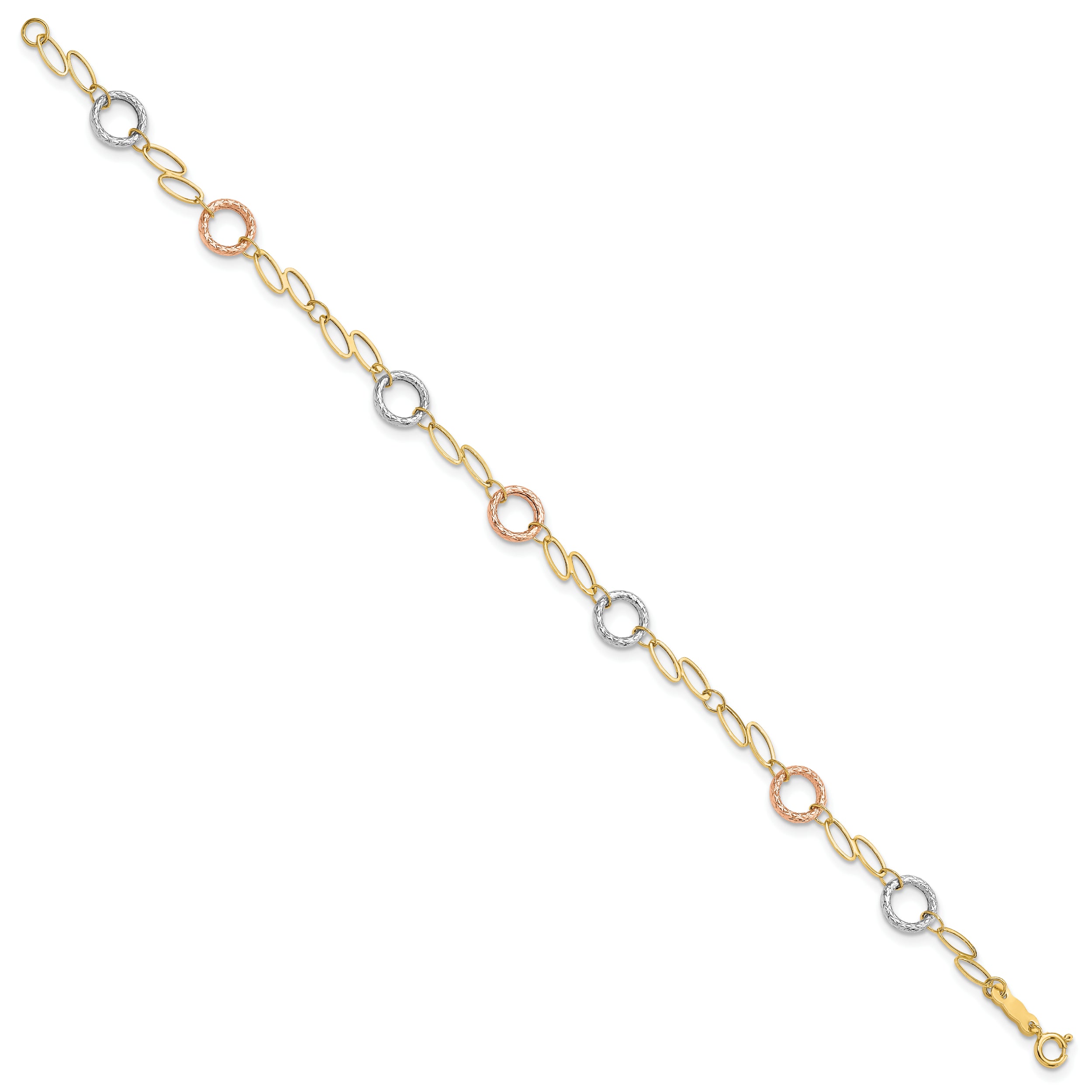 14K Tri-Color Circles Bracelet