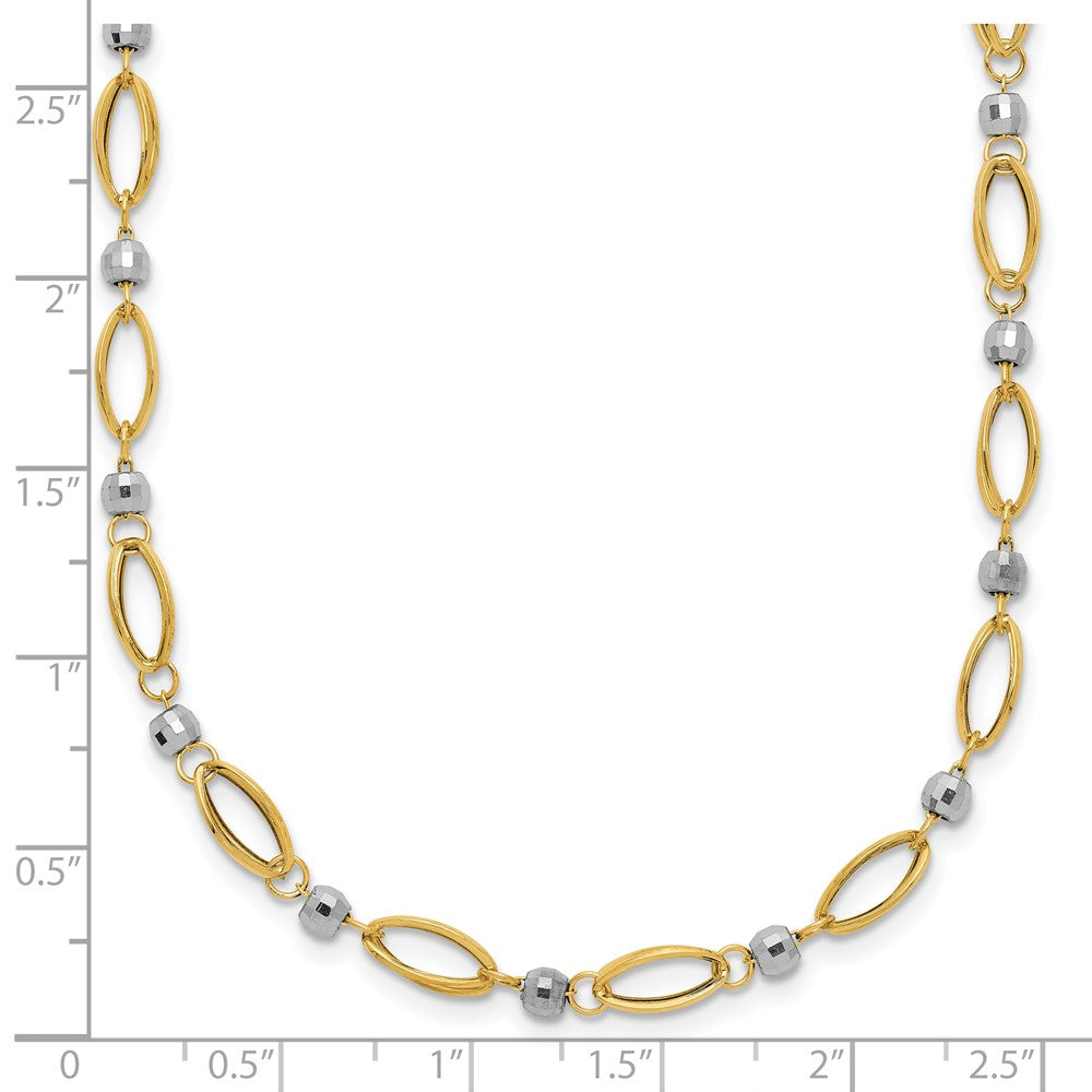 14K Two-Tone Fancy Mirror Bead Necklace