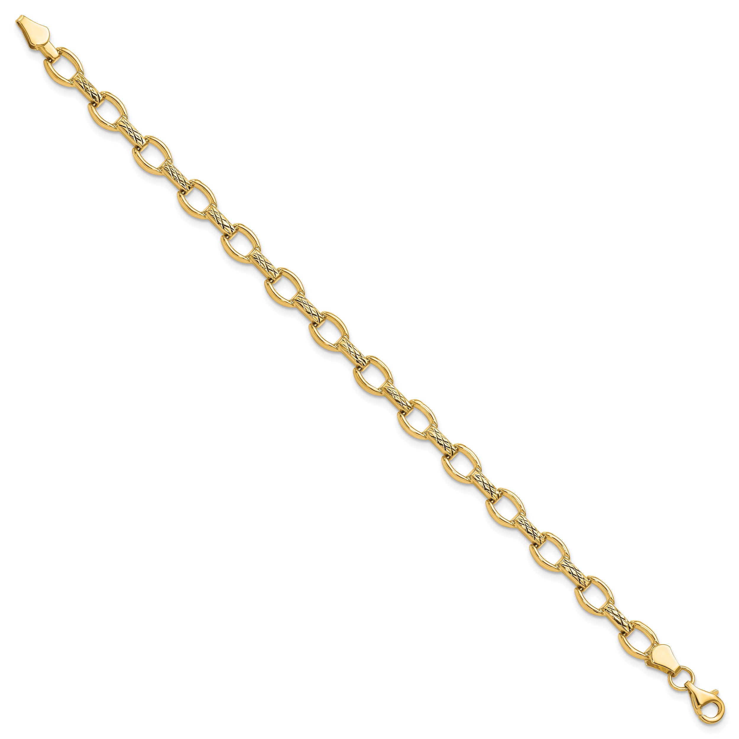 14K Diamond Cut Fancy Link Bracelet