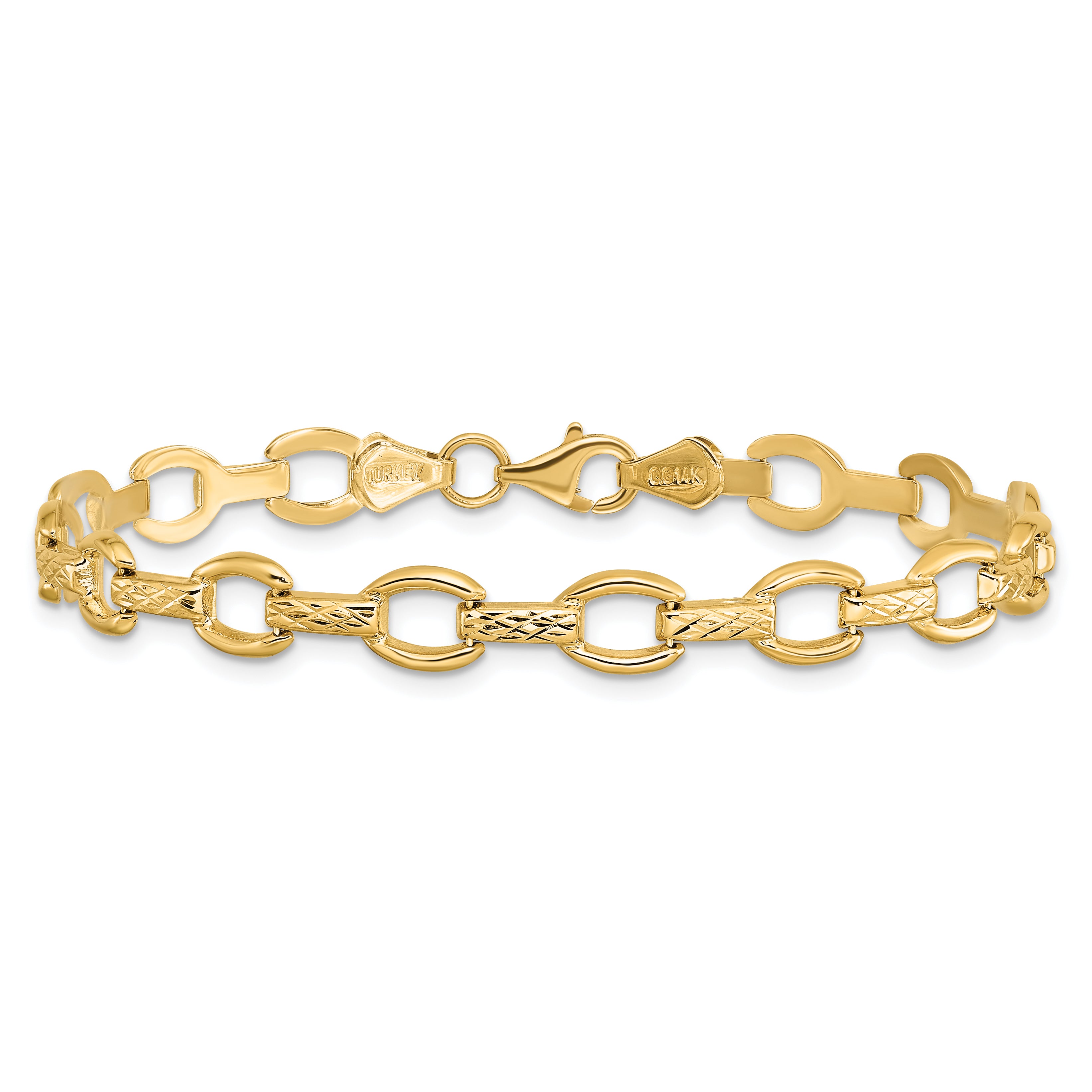 14K Diamond Cut Fancy Link Bracelet