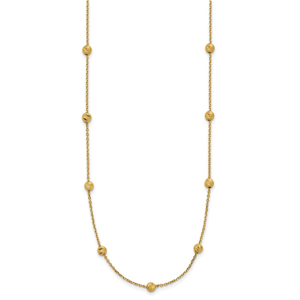 14KY Diamond-cut Beads Station Necklace