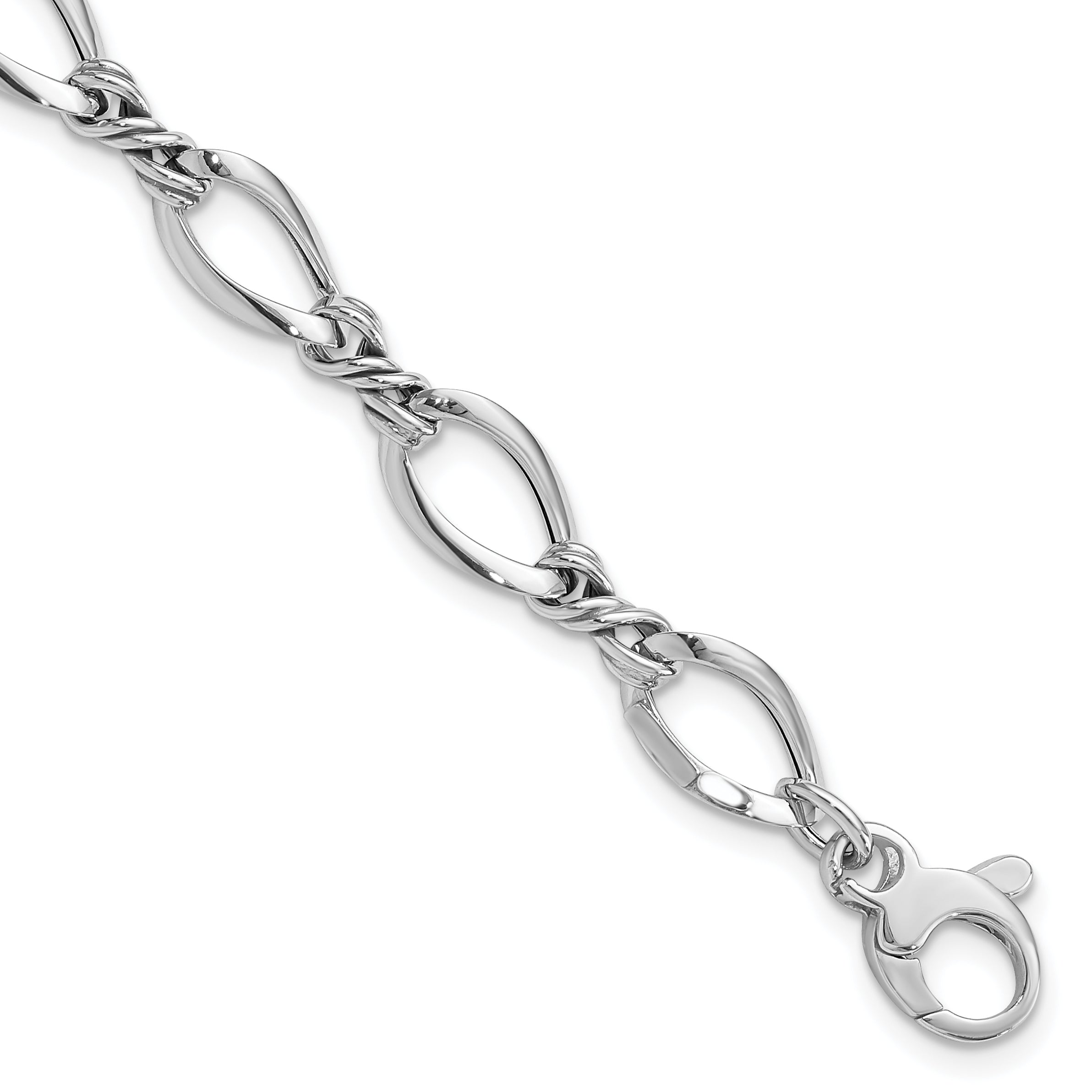 14K White Gold Fancy Link 7.5In Bracelet