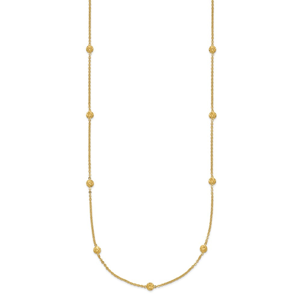 14k Polished Diamond-cut Tiny Puffed Circles 15-Station Necklace