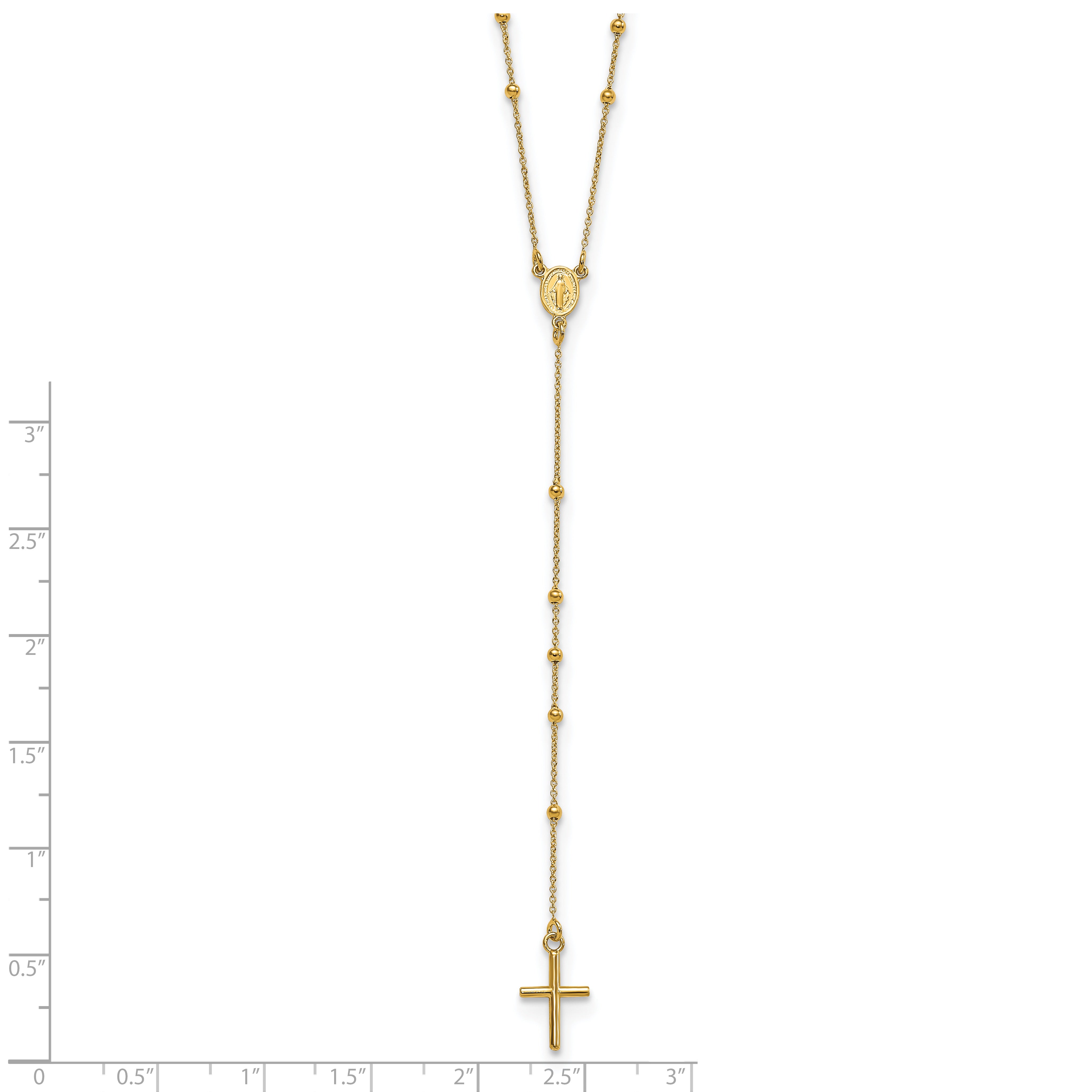 14K Polished Rosary 24 Inch Necklace