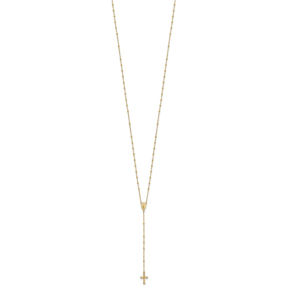 14k Polished 2mm Beaded Rosary Necklace
