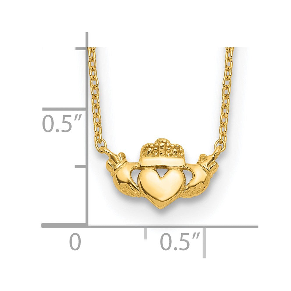 14k Polished Claddagh 17 inch Necklace