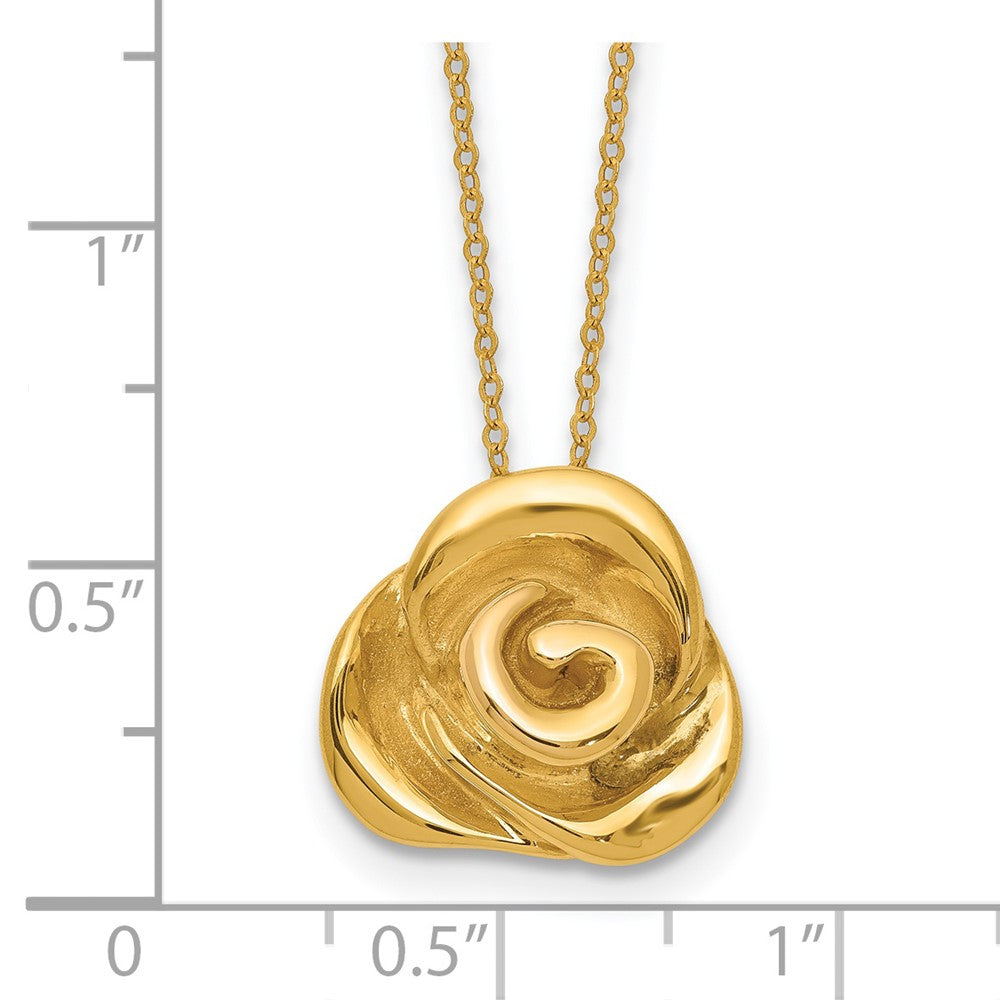14k Polished Puffed Rose 18in Necklace