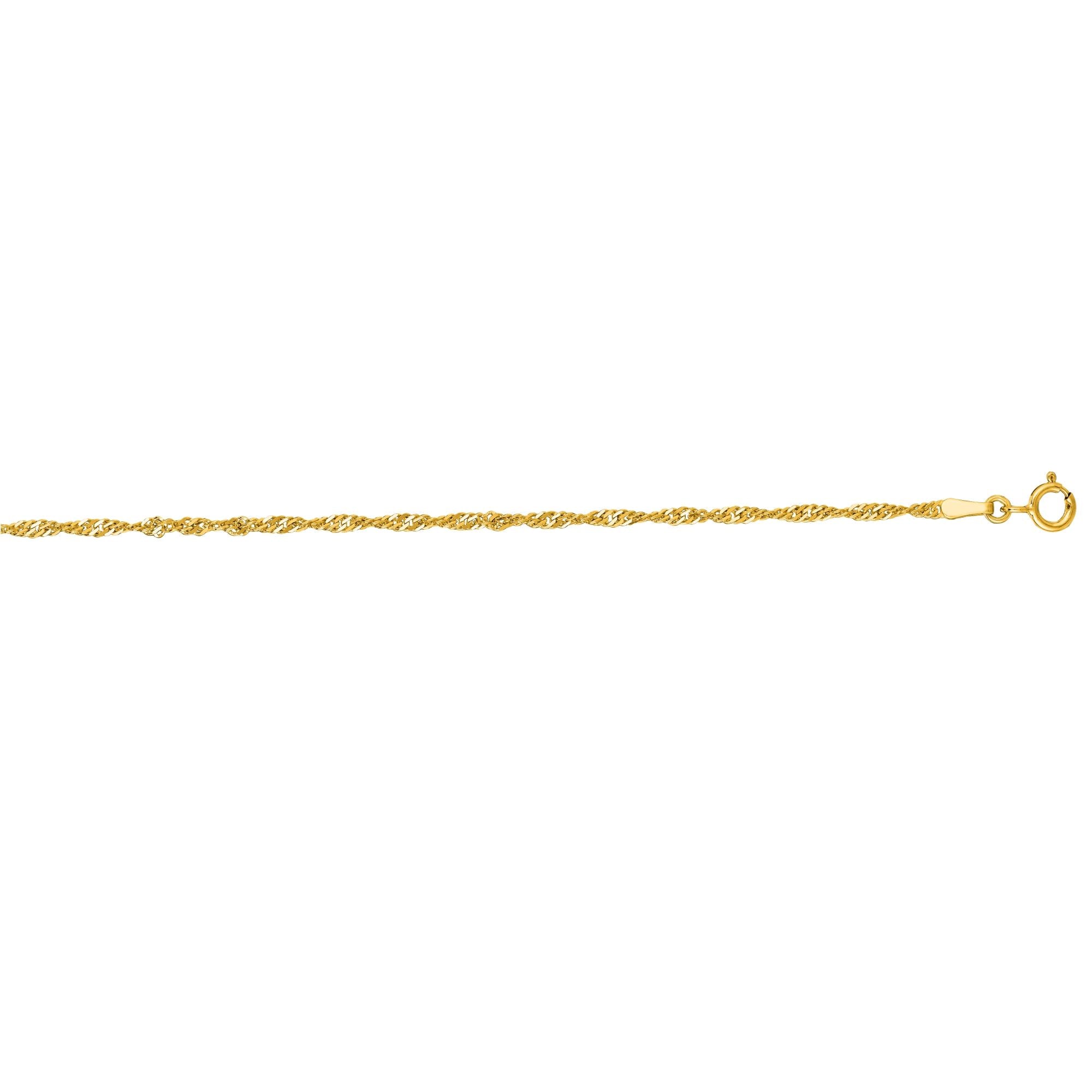 14K Yellow Gold 1.8mm Singapore 20" Chain with Spring Ring Clasp