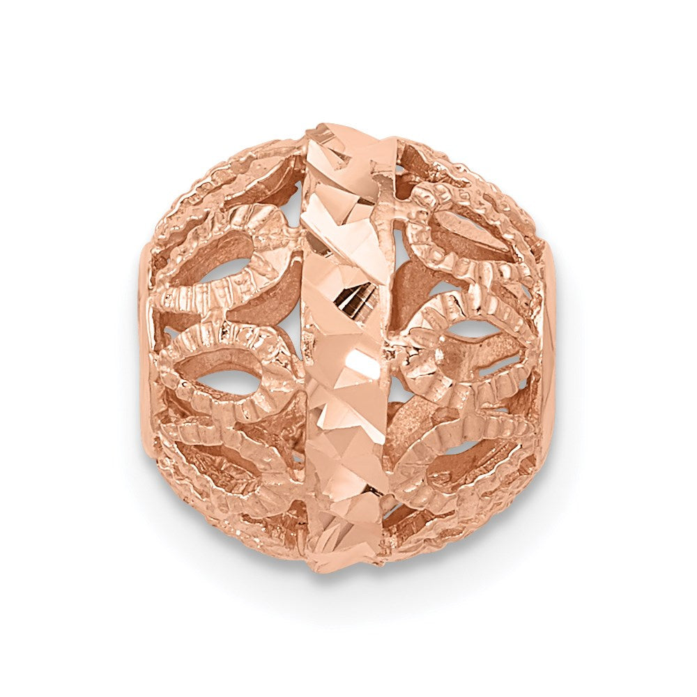 14k Rose Gold Diamond-cut Filigree Ball Chain Slide