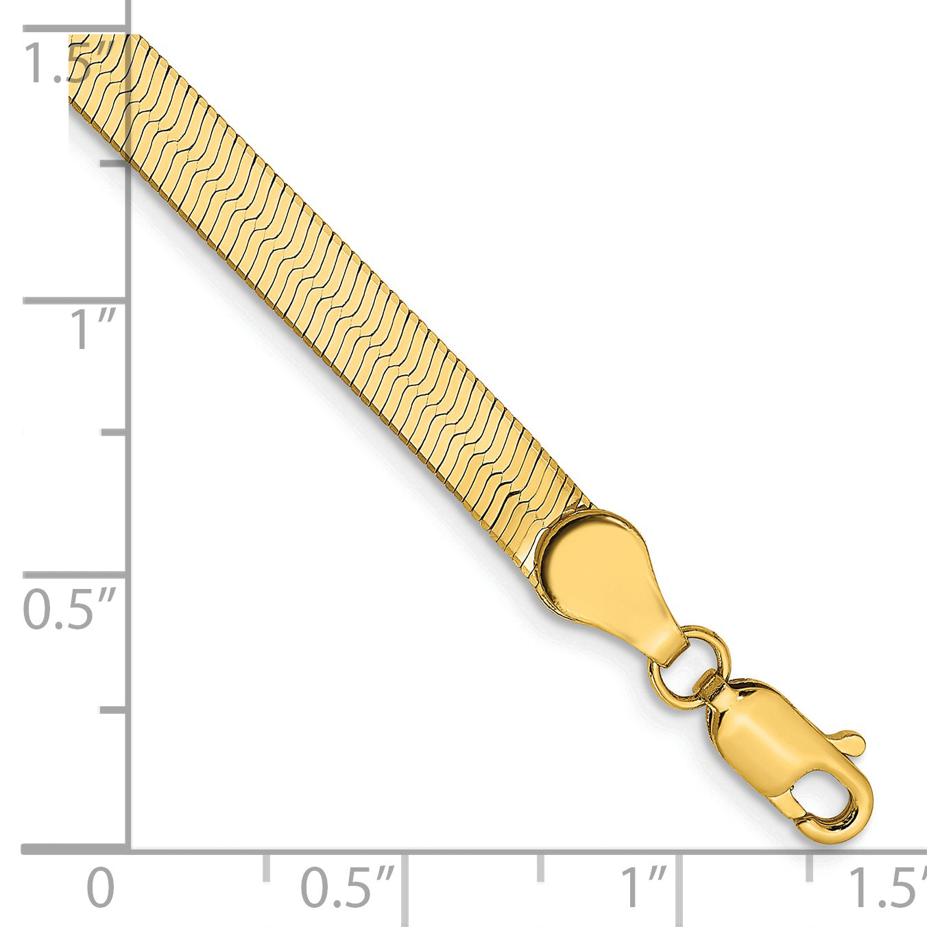 14K 7 Inch 4Mm Silky Herringbone With Lobster Clasp Bracelet