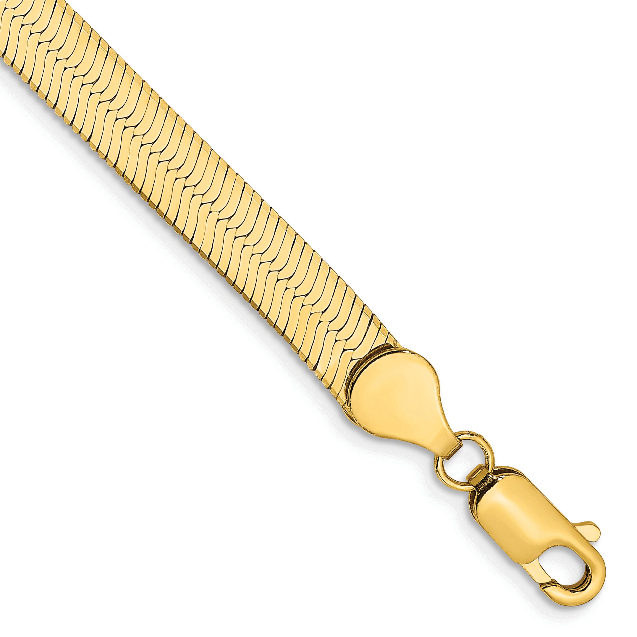 14K 7 Inch 5.5Mm Silky Herringbone With Lobster Clasp Bracelet