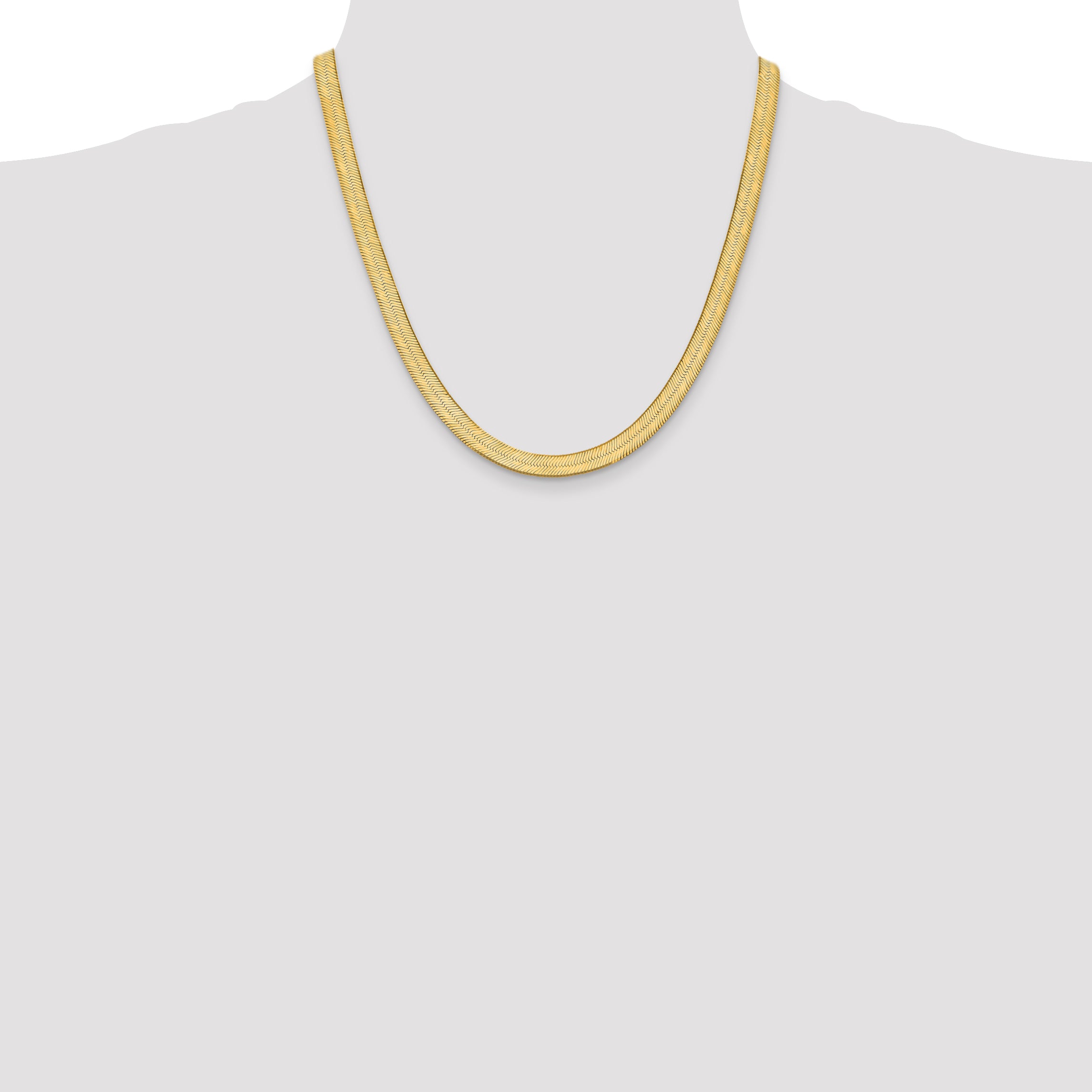 14K 20 Inch 6.5Mm Silky Herringbone With Lobster Clasp Chain