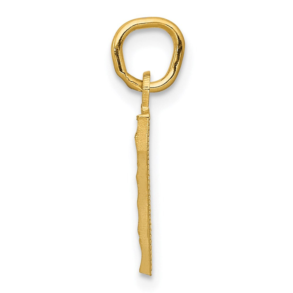 14k Small Brushed Diamond-cut Number 7 Charm