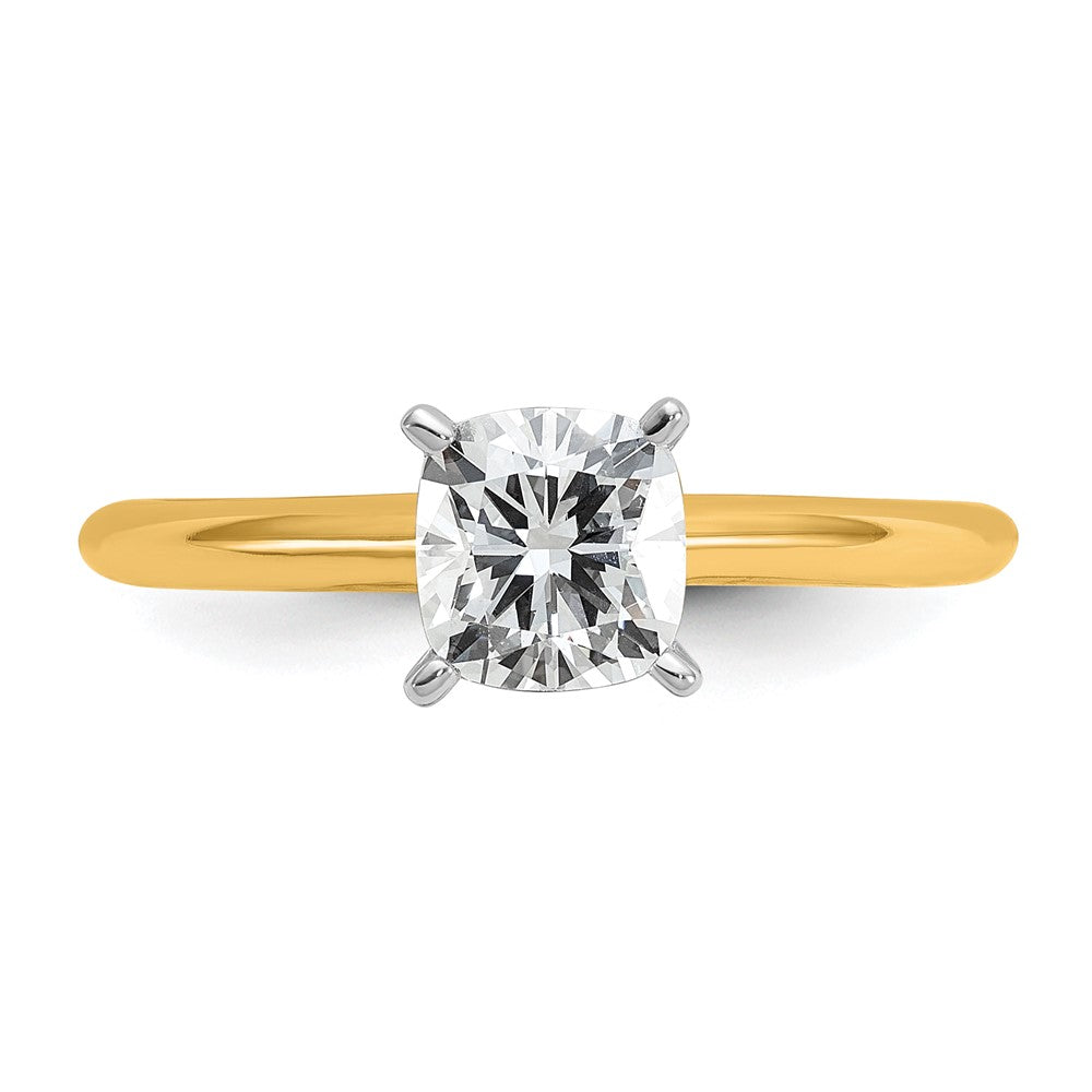 14k Two-Tone 6.5mm Cushion Solitaire Mounting Sz 7
