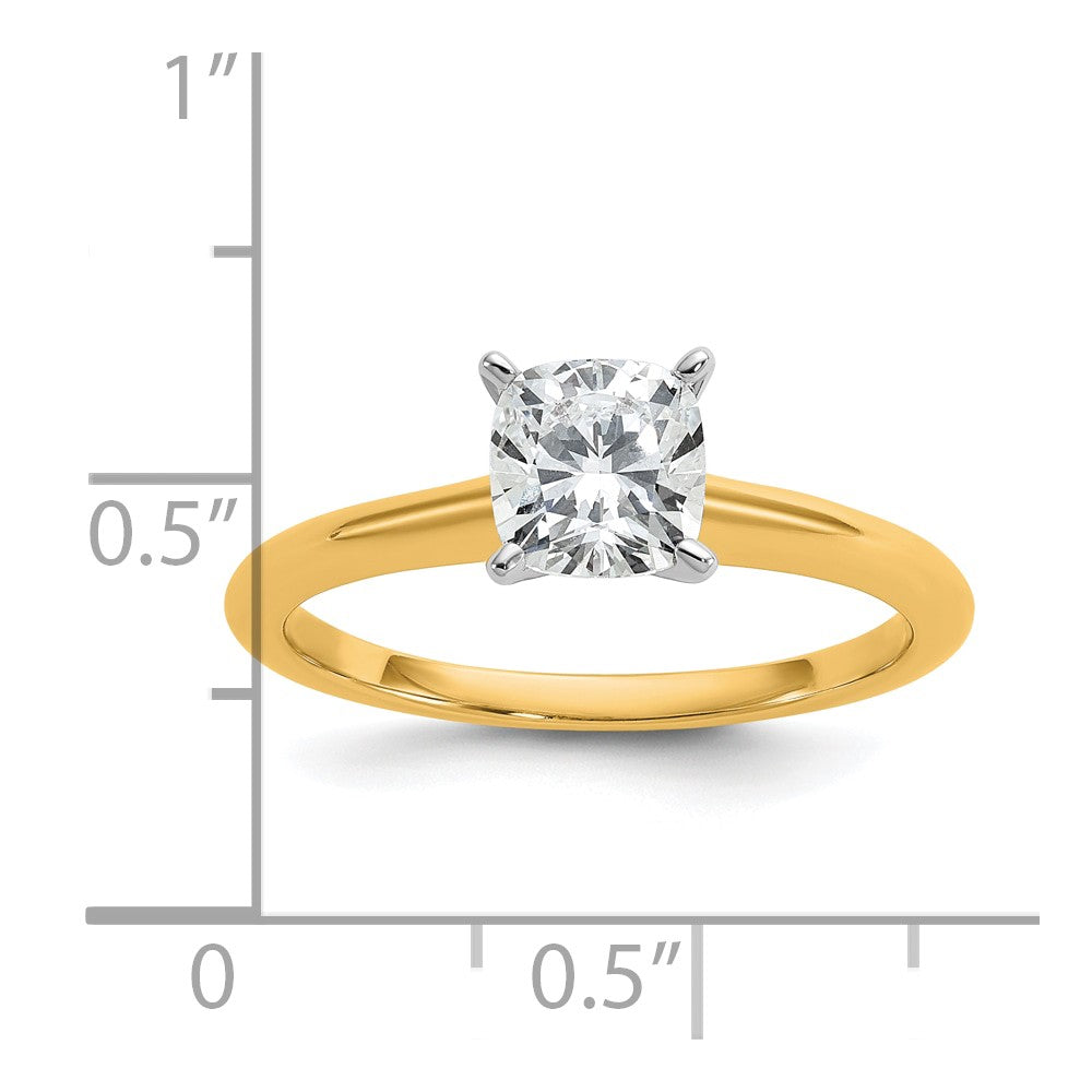 14k Two-Tone 6.5mm Cushion Solitaire Mounting Sz 7