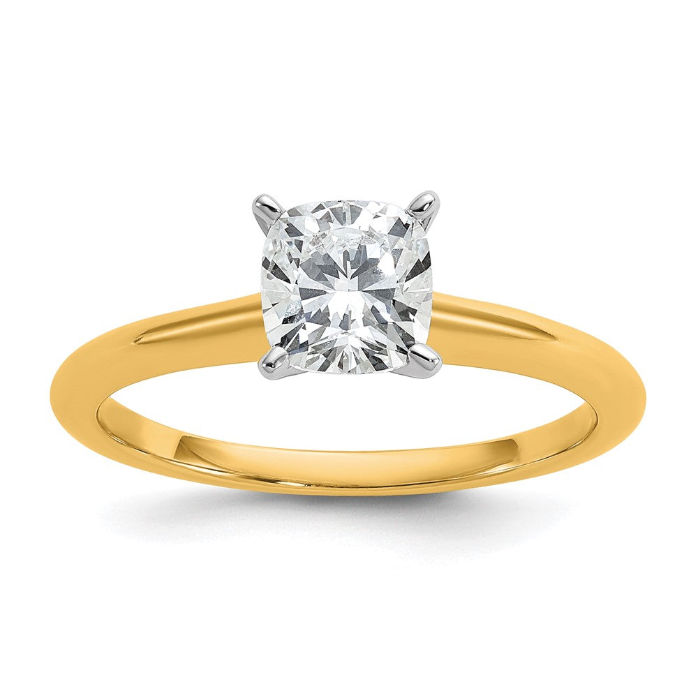 14k Two-Tone 6.5mm Cushion Solitaire Mounting Sz 7