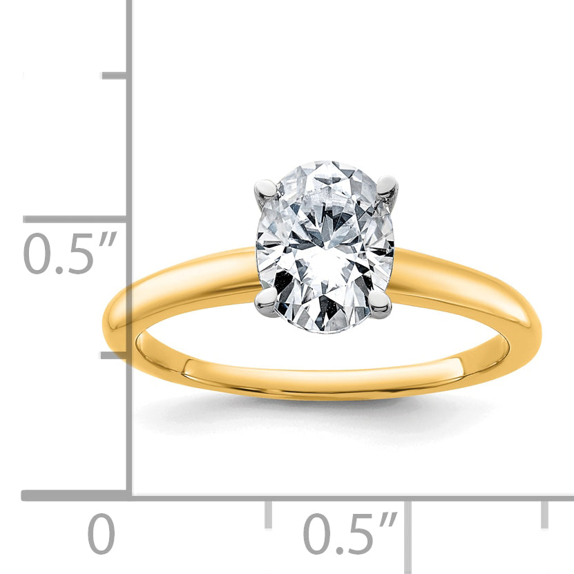 14k Two-Tone 8x6mm Oval Solitaire Mounting Sz 7