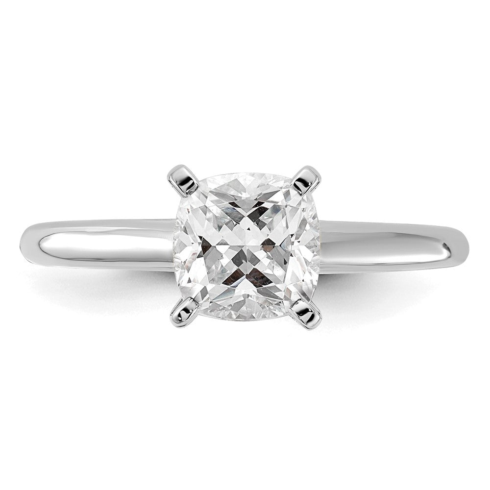 14k White Gold 7mm Cushion Solitaire Mounting Sz 7