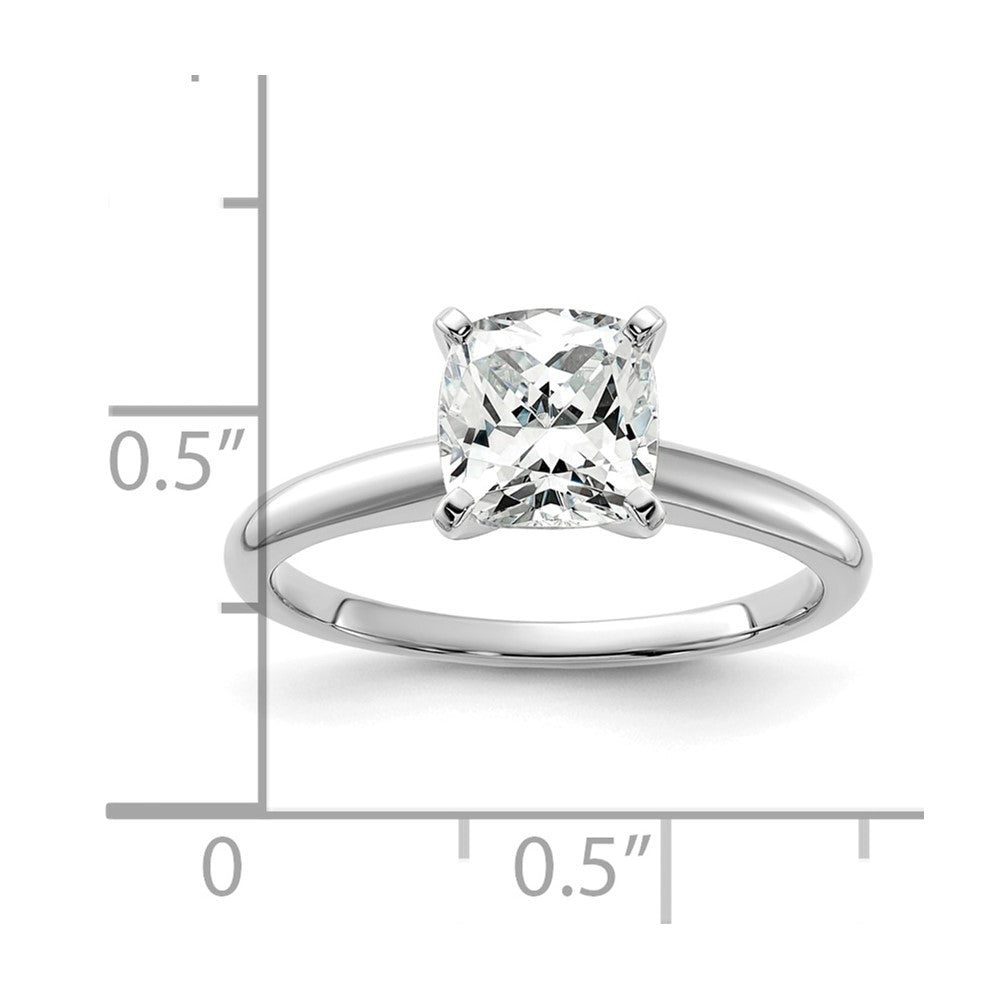 14k White Gold 7mm Cushion Solitaire Mounting Sz 7