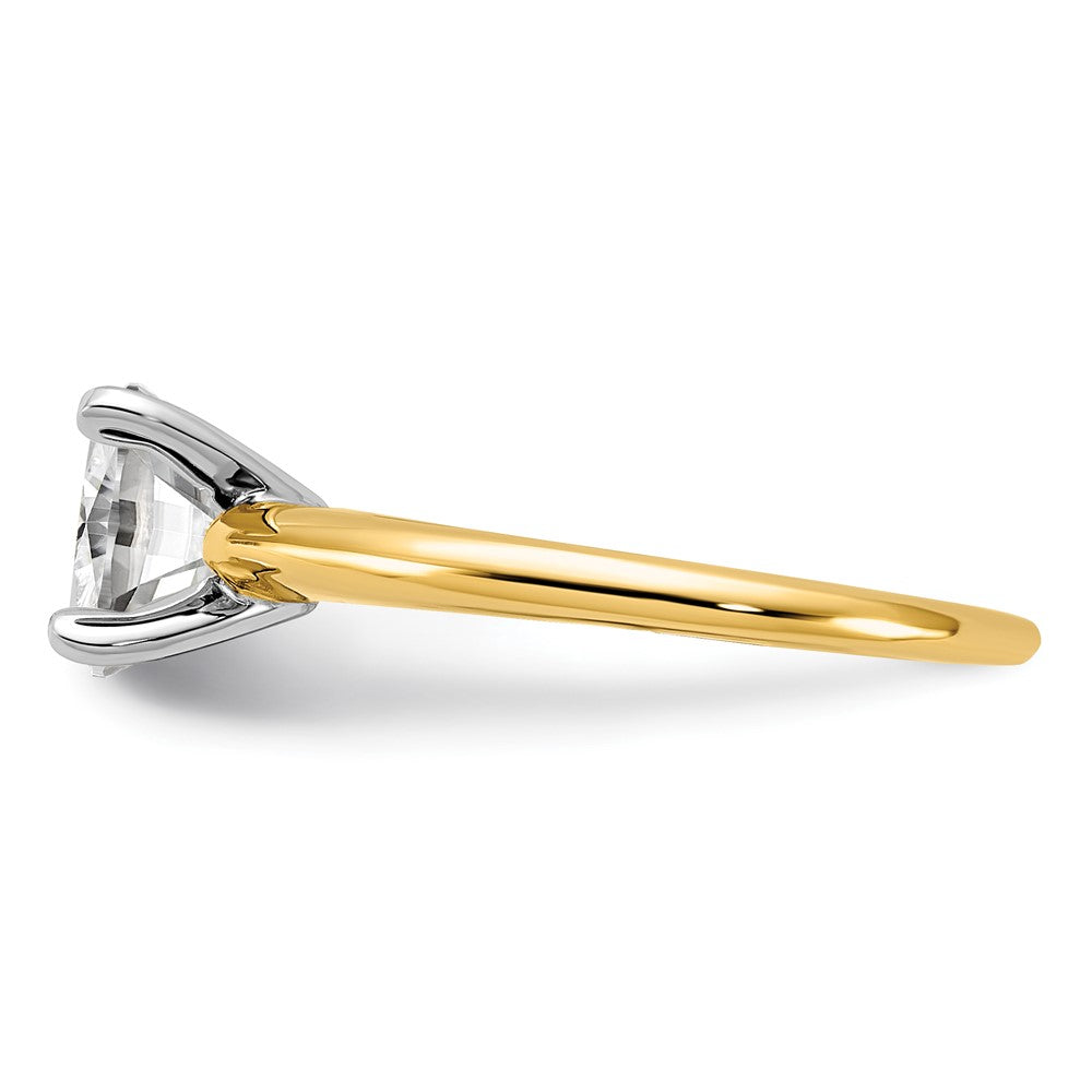 14k Two-Tone 7mm Cushion Solitaire Mounting Sz 7