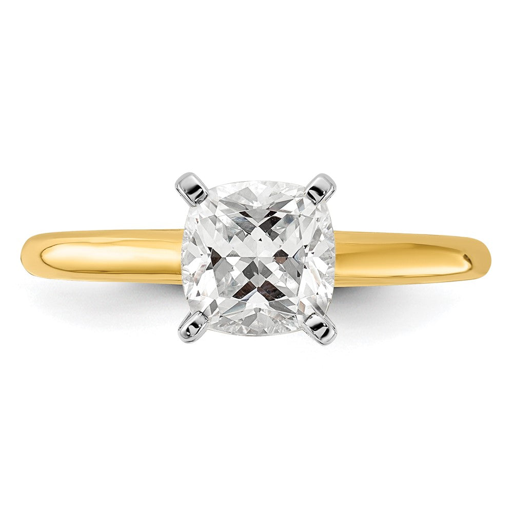 14k Two-Tone 7mm Cushion Solitaire Mounting Sz 7