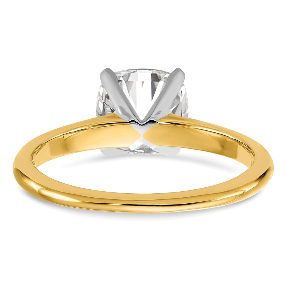 14k Two-Tone 7mm Cushion Solitaire Mounting Sz 7