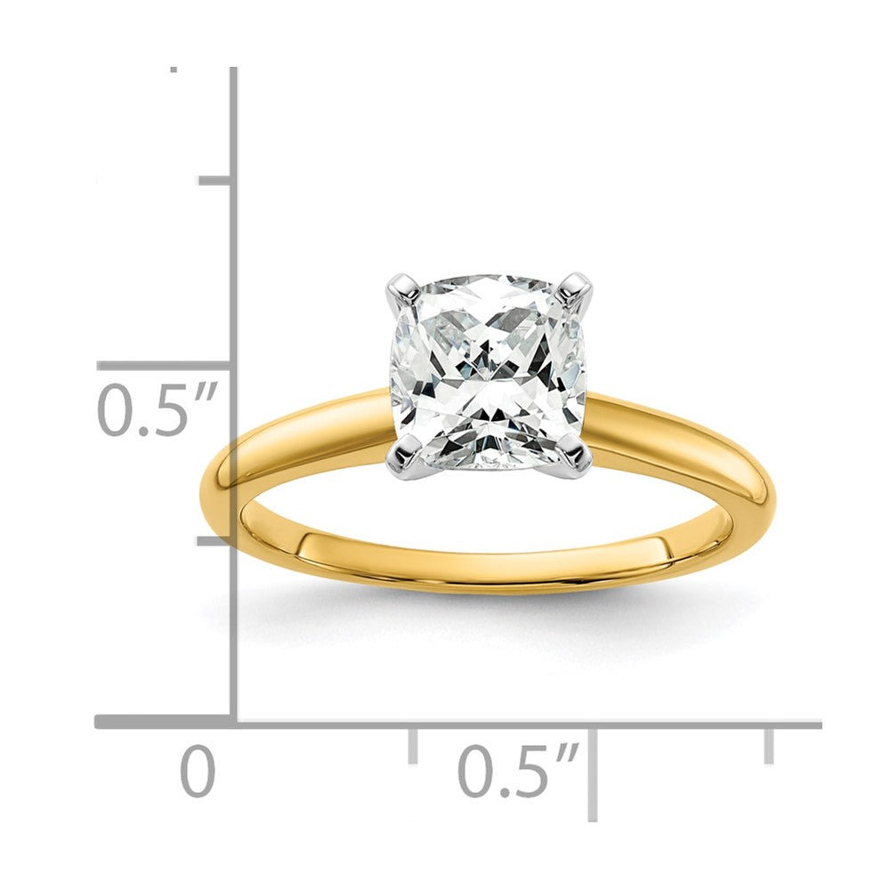14k Two-Tone 7mm Cushion Solitaire Mounting Sz 7