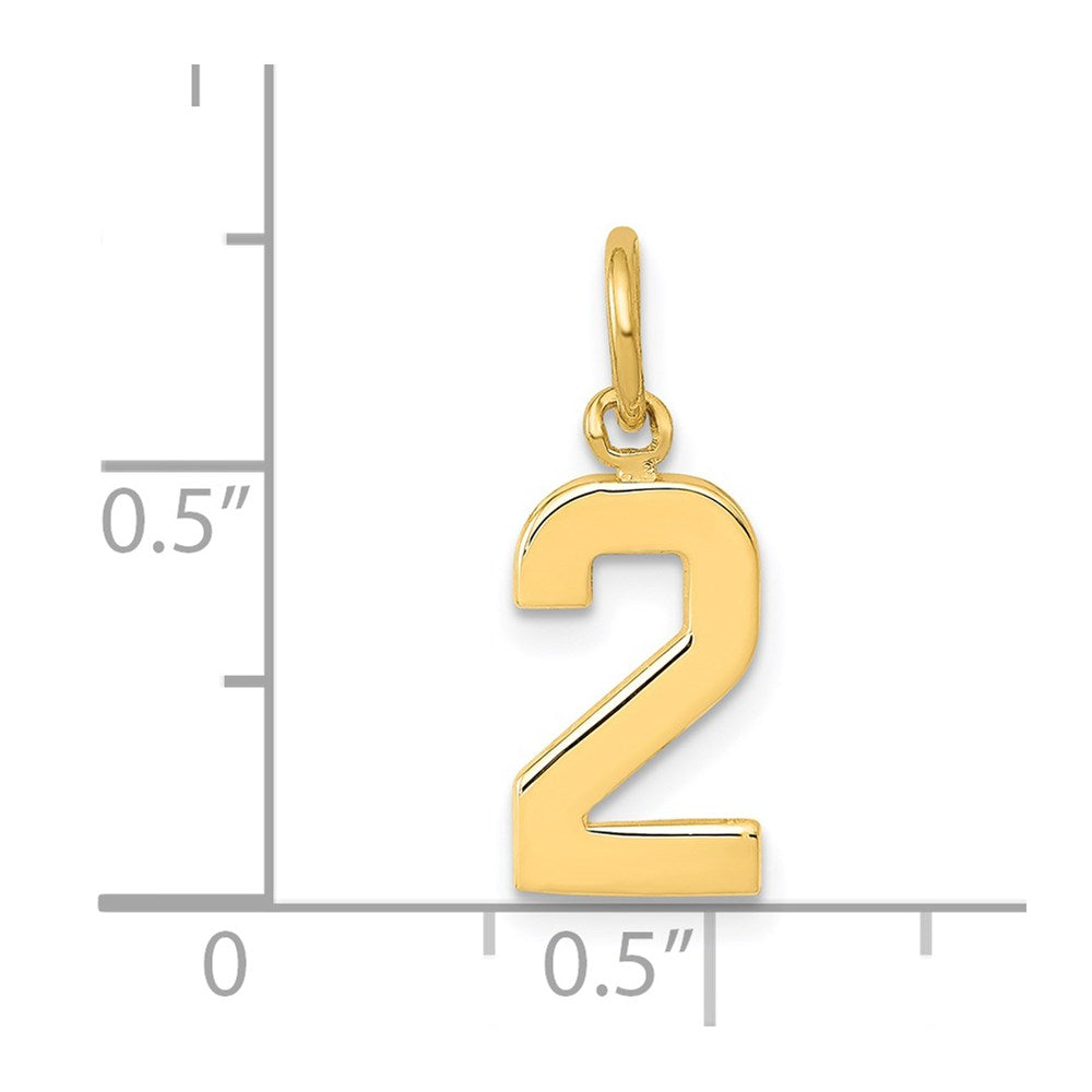 14k Small Polished Number 2 Charm