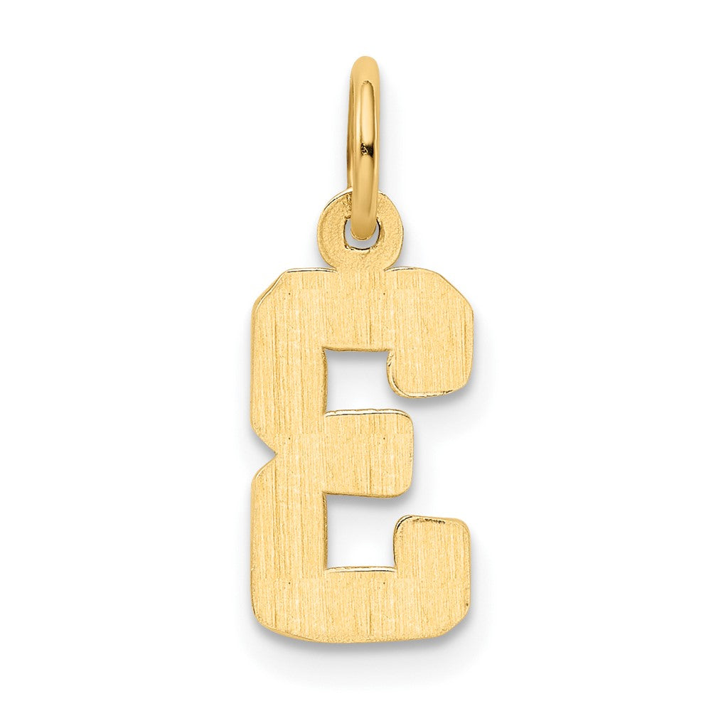 14k Small Polished Number 3 Charm