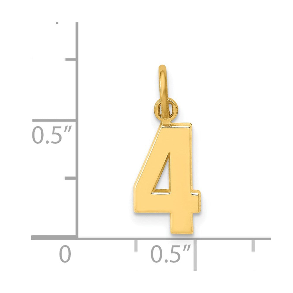 14k Small Polished Number 4 Charm