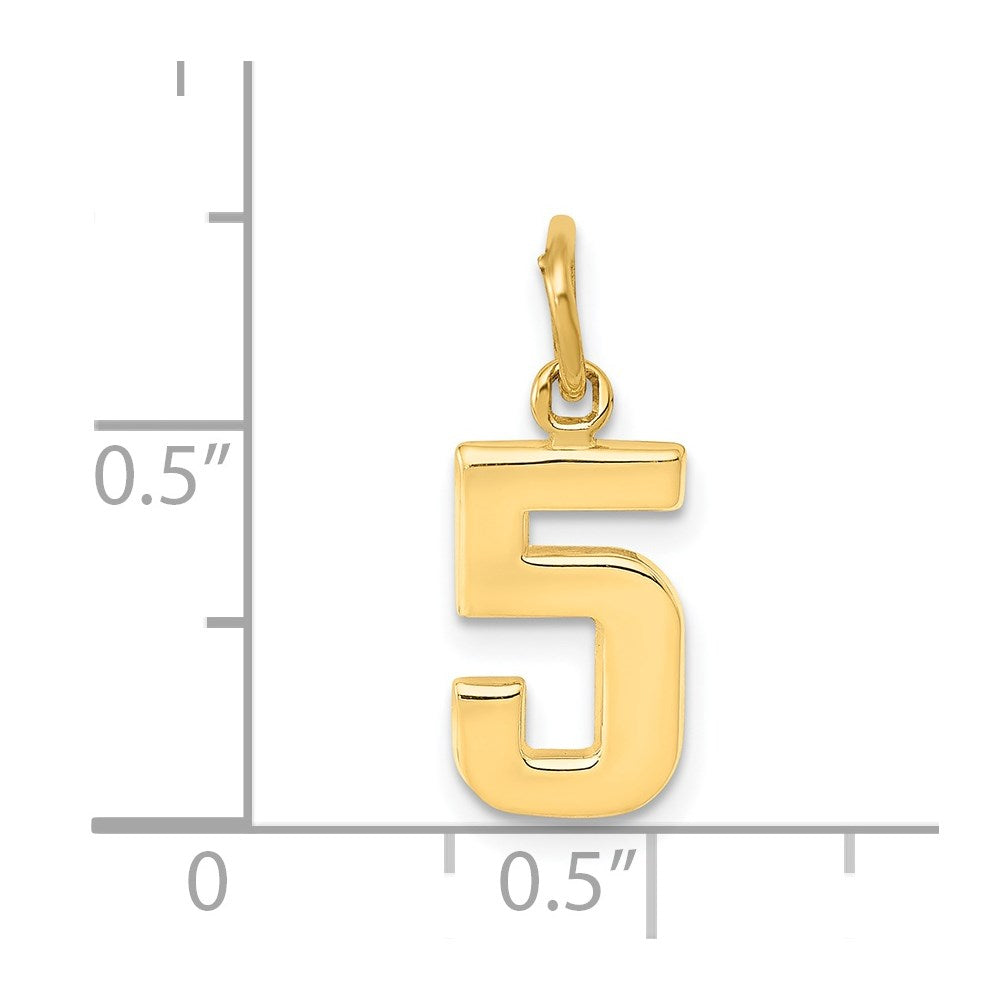 14k Small Polished Number 5 Charm